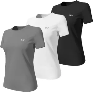 3-5 Pack Workout Shirts Women Running Quick Dry Crew Neck Gym Moisture Wicking T-Shirts Athletic Yoga Tee Top UPF 50 