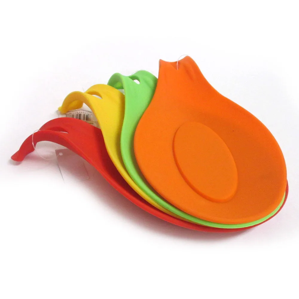 3 Kitchen Silicone Spoon Rest Flexible Almond-Shaped Utensil Rest Ladle Holder