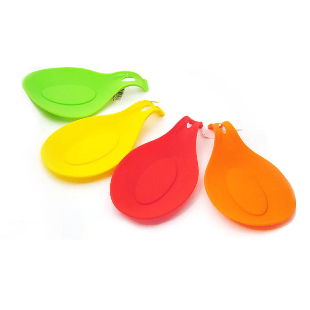 3 Kitchen Silicone Spoon Rest Flexible Almond-Shaped Utensil Rest Ladle Holder