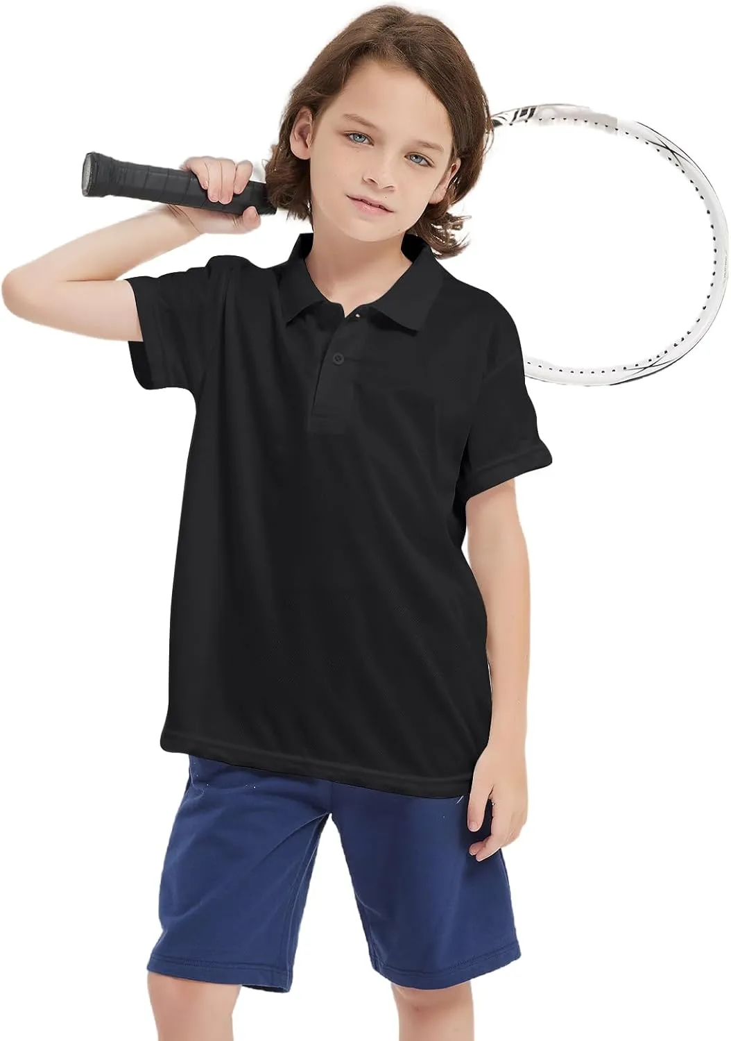 3 Pack Boys Youth Kids Polo Shirt Mesh Athletic Quick Dry Short Sleeve Golf Shirt Moisture Wicking Active Tops(Age 5-16)