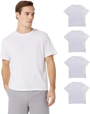 32 Degrees Men's 4 PK Ultra-Soft Cotton Crew T-Shirt | Regular Fit | Soft Feel | Ultra-Light