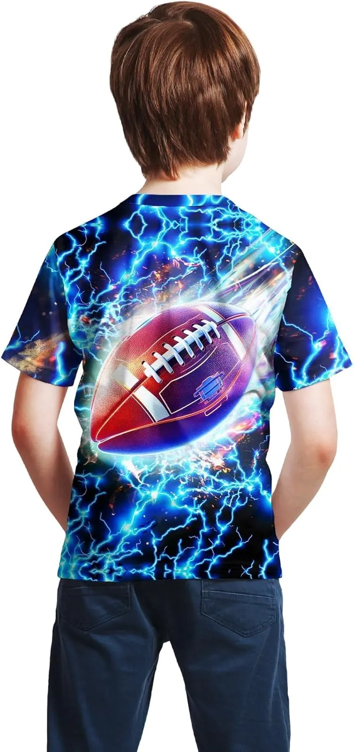 3D Graphic Kids T Shirt, Unisex Creative Print Crewneck Shirts, Boys Girls Short Sleeve Tees for 6-16 Years Teens