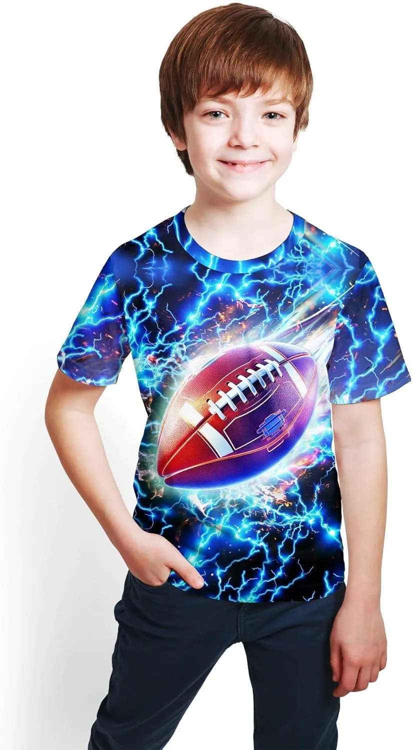 3D Graphic Kids T Shirt, Unisex Creative Print Crewneck Shirts, Boys Girls Short Sleeve Tees for 6-16 Years Teens