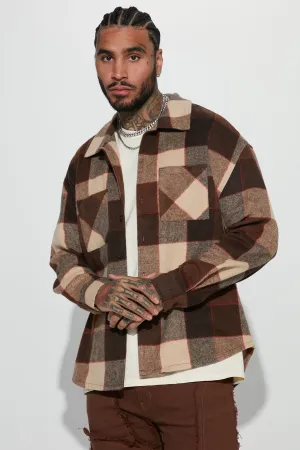 Act Two Heavyweight Flannel Button Up - Brown/combo