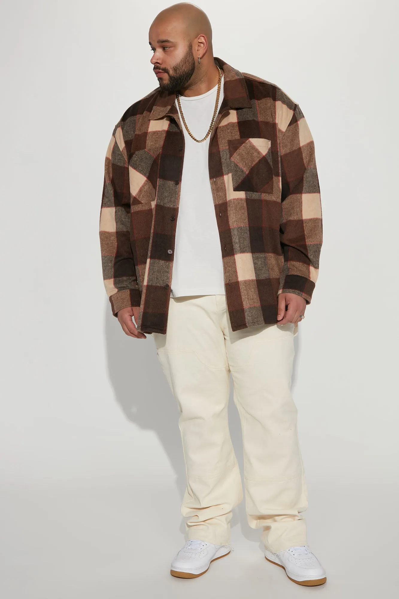 Act Two Heavyweight Flannel Button Up - Brown/combo