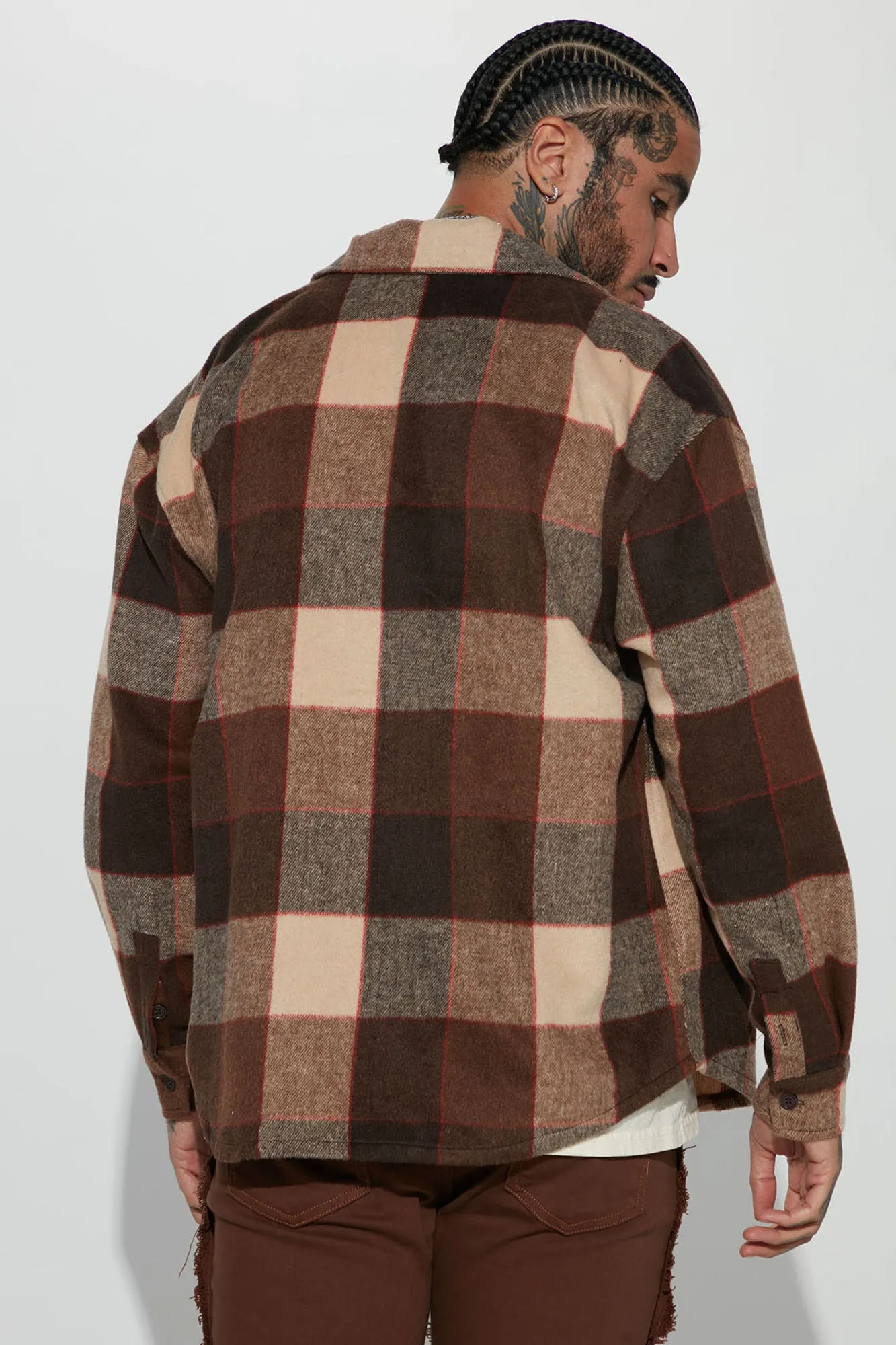 Act Two Heavyweight Flannel Button Up - Brown/combo