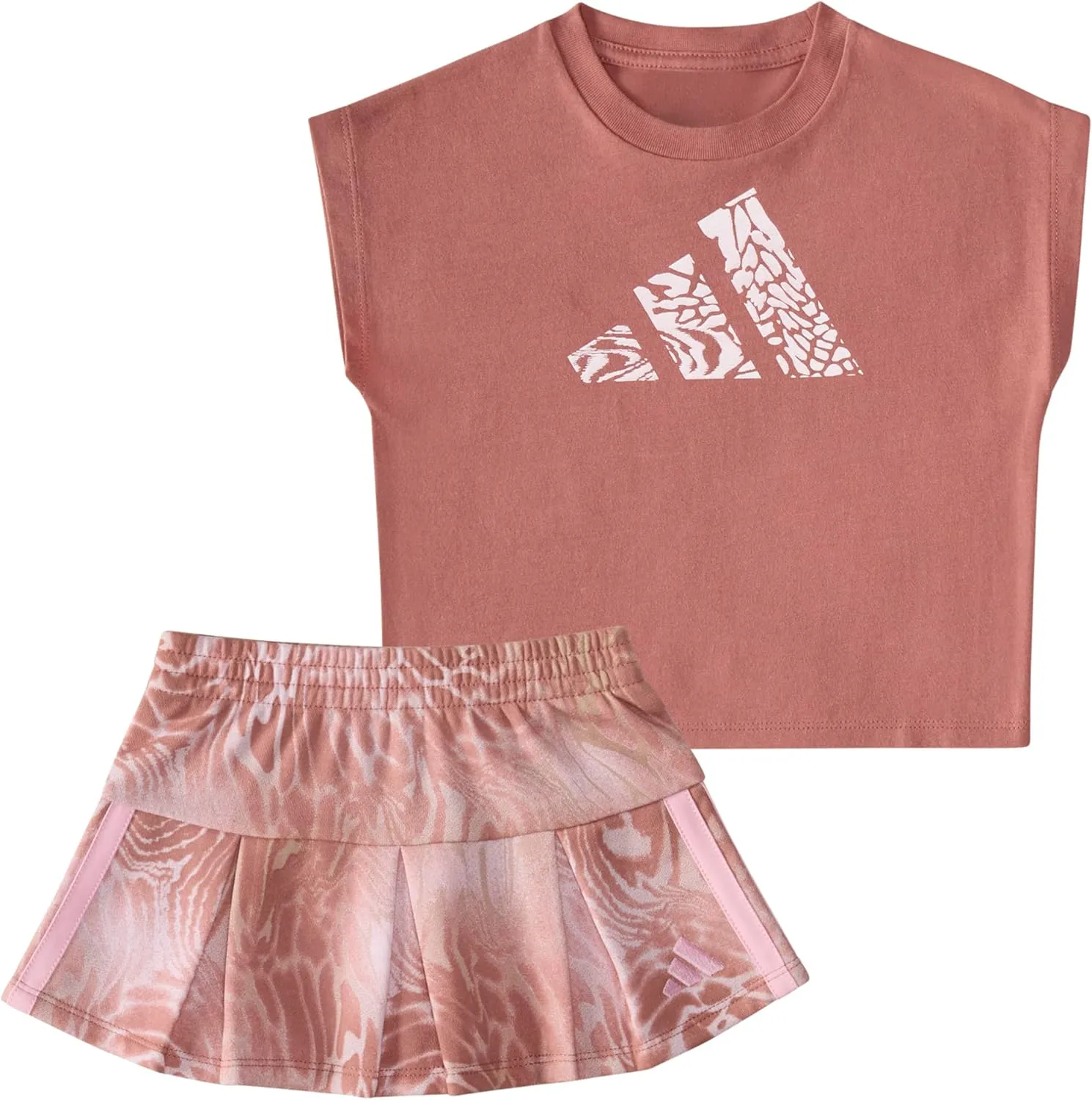 adidas baby-girls Sleeveless Box Top and Aop French Terry Skort Set