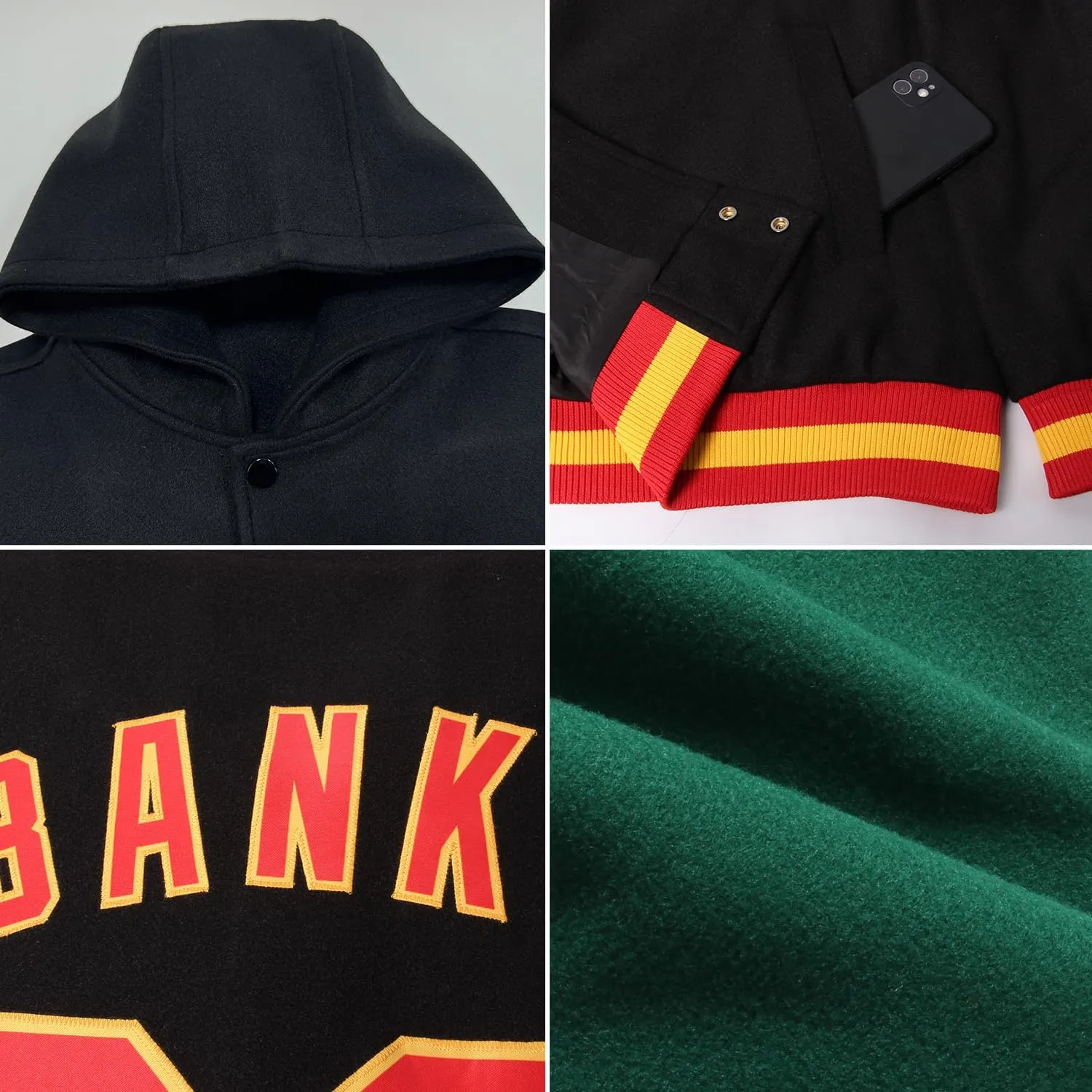 Adult Teens Kids Hoodies Jacket Customized Baseball Team Jerseys Personalized Varsity Leather Bomber Jacket