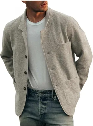 AKIWOS Men's Short Trench Coat Casual Wool Blend Notched Lapel Single Breasted Solid Winter Warm Pea Coats Jackets