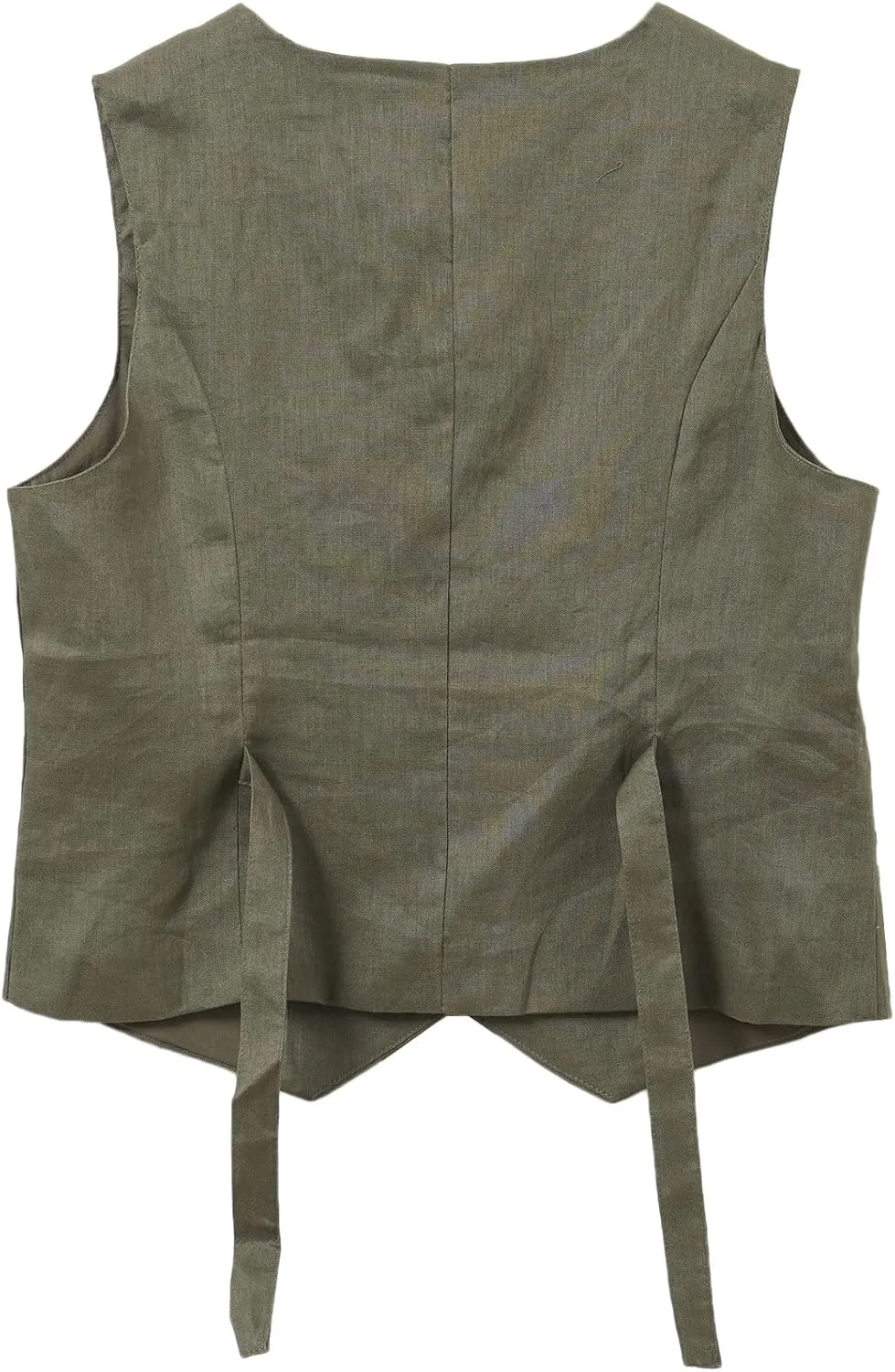 Amazhiyu Women's 100% Linen Sleeveless Button Down Crop Top Tie Back Waistcoat Vest