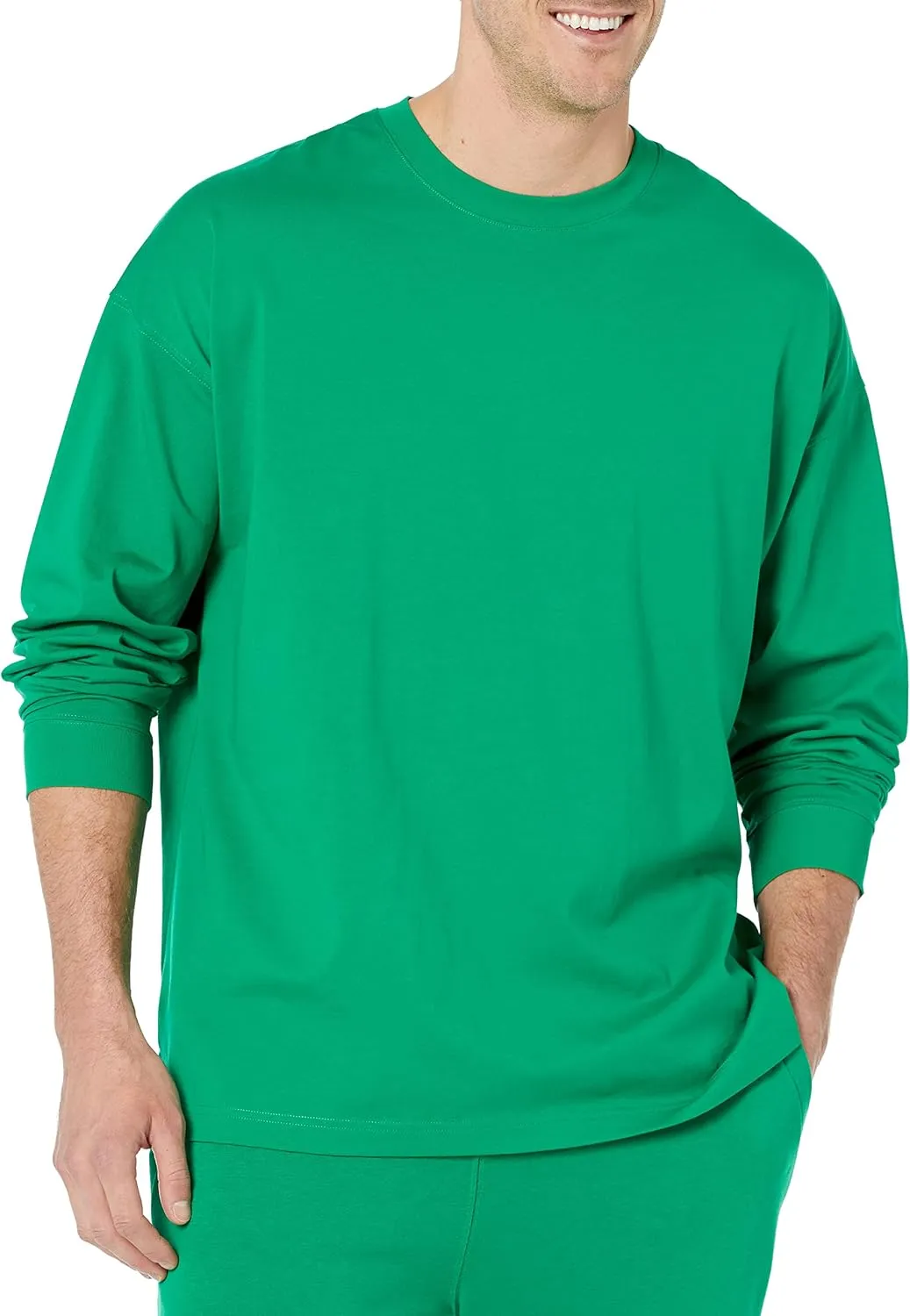 Amazon Essentials Men's Long-Sleeve T-Shirt Oversized-Fit Organic Cotton