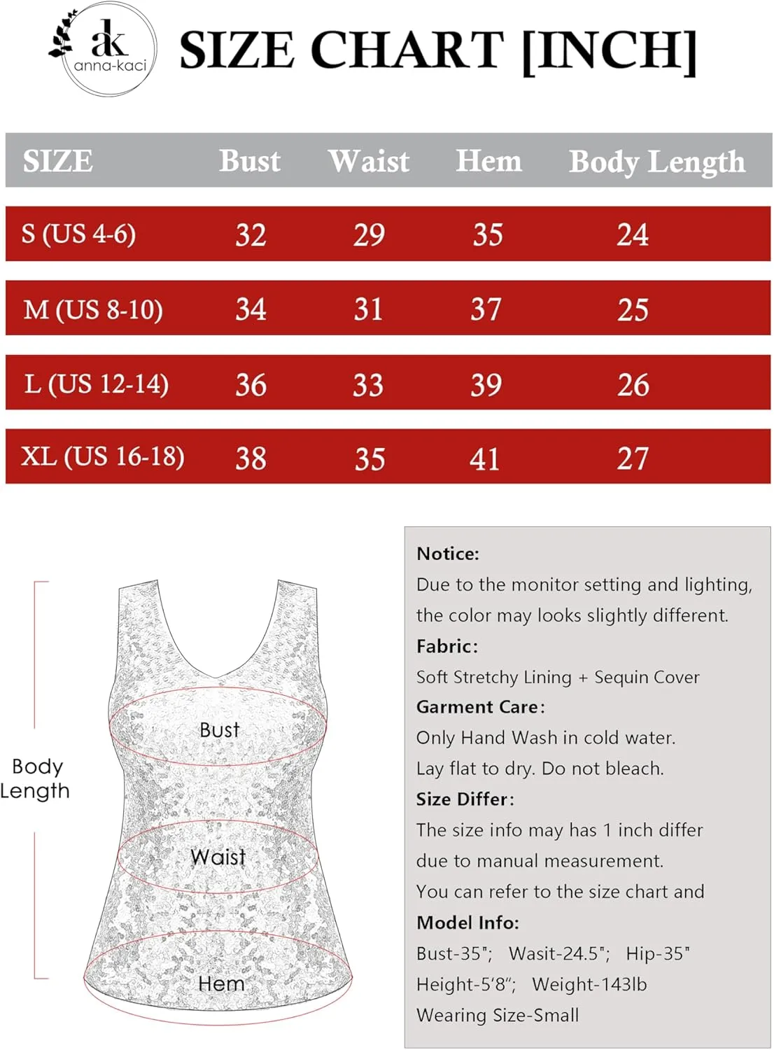 Anna-Kaci Women's Sparkly V-Neck Sequin Tank Tops Sleeveless Sexy Glitter Disco Club Party Vest
