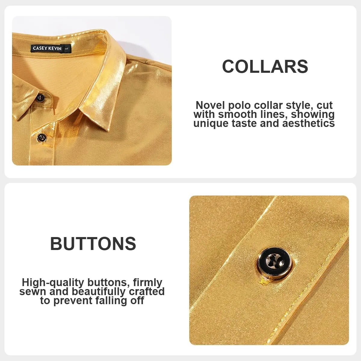 Arjen Kroos Men's 70s Disco Shirt Sequins Party Costume Short Sleeve Metallic Rave Button Down Shirts