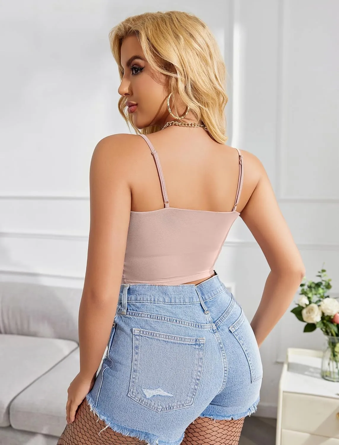 Avidlove Bralettes for Women Spaghetti Strap Mesh Tank Top Tube Slim Y2K Camisole