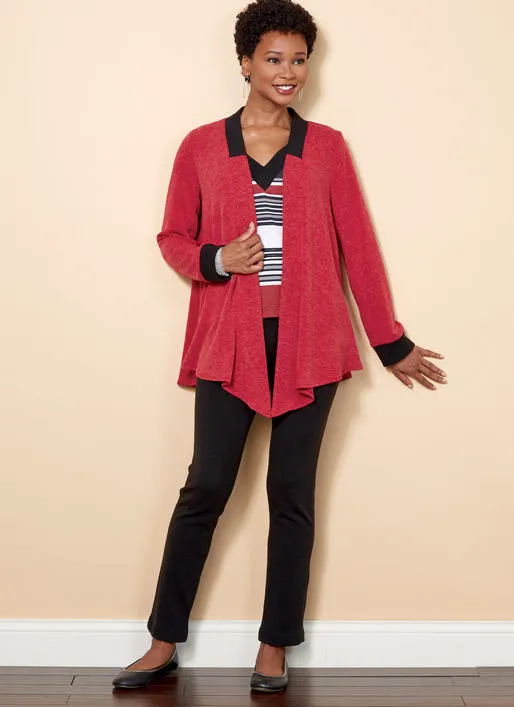 B6528 Misses' Knit Jacket, Top, Shorts and Pants