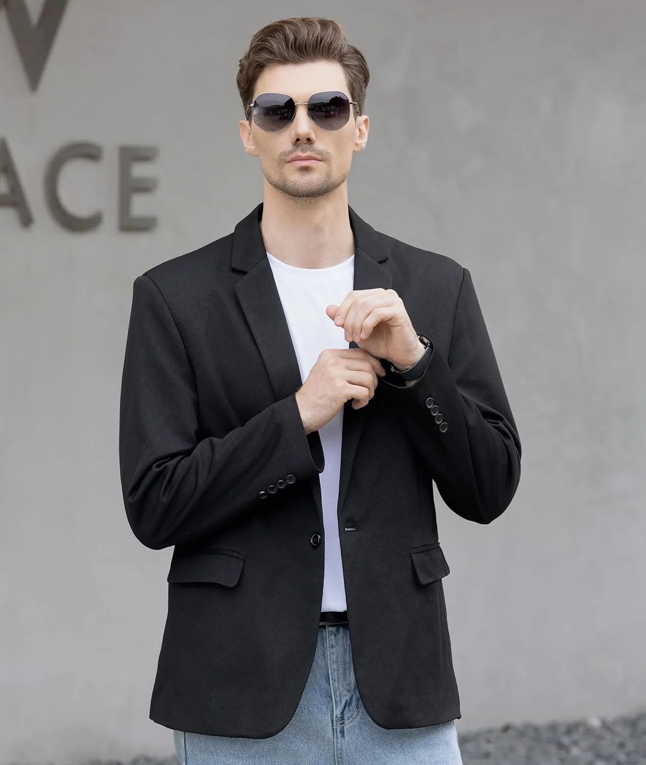 Beninos Men's Casual Blazer Suit Jackets Lightweight Sports Coats One Button