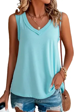 BLENCOT Tank Top for Women V Neck Summer Basic Sleeveless T Shirt
