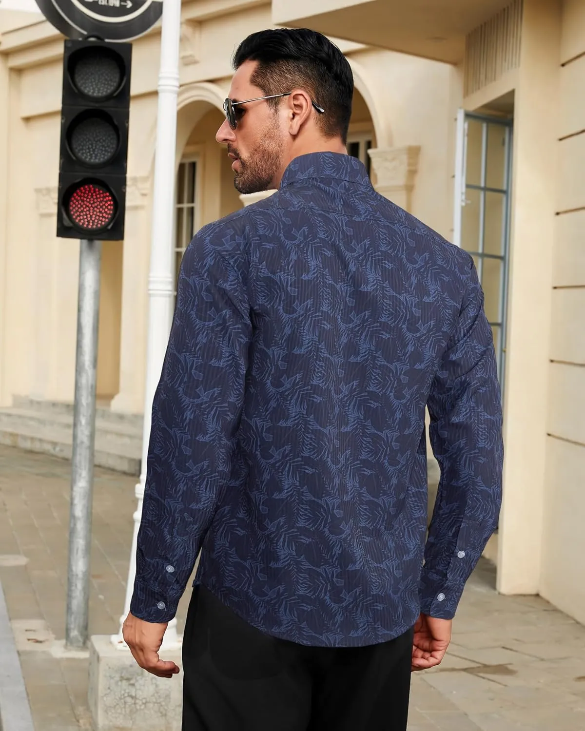 BOJIN Men's Dress Wrinkle-Free Stretch Long Sleeve Wedding Dating Business Casual Button Down Shirts with Pocket