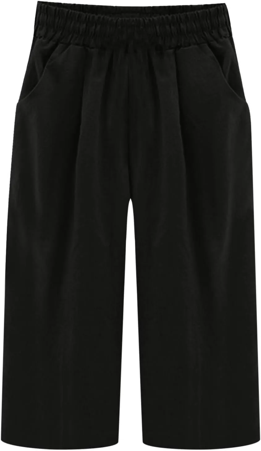 Capris Pants for Women Summer Dressy High Waight Drawstring Linen Pants Plus Size Trendy Beach Lounge Trousers with Pockets
