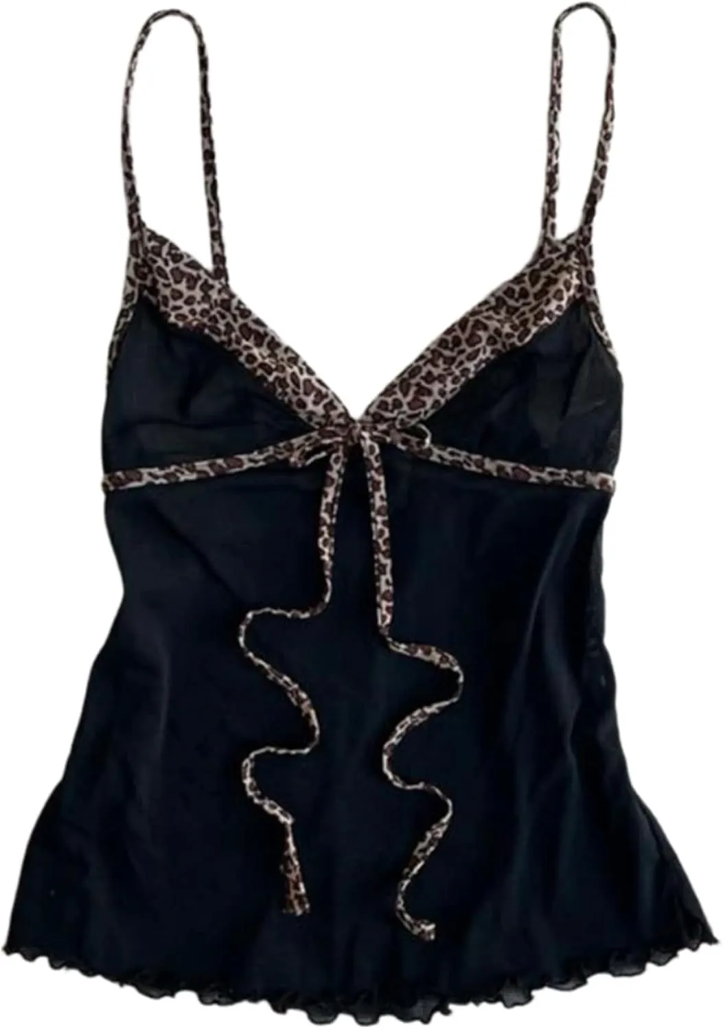 Cheetah Tops Grunge 2000s Emo Floral Cropped Top Spaghetti Strap Tops Y2k Leopard Print Vintage Camisole