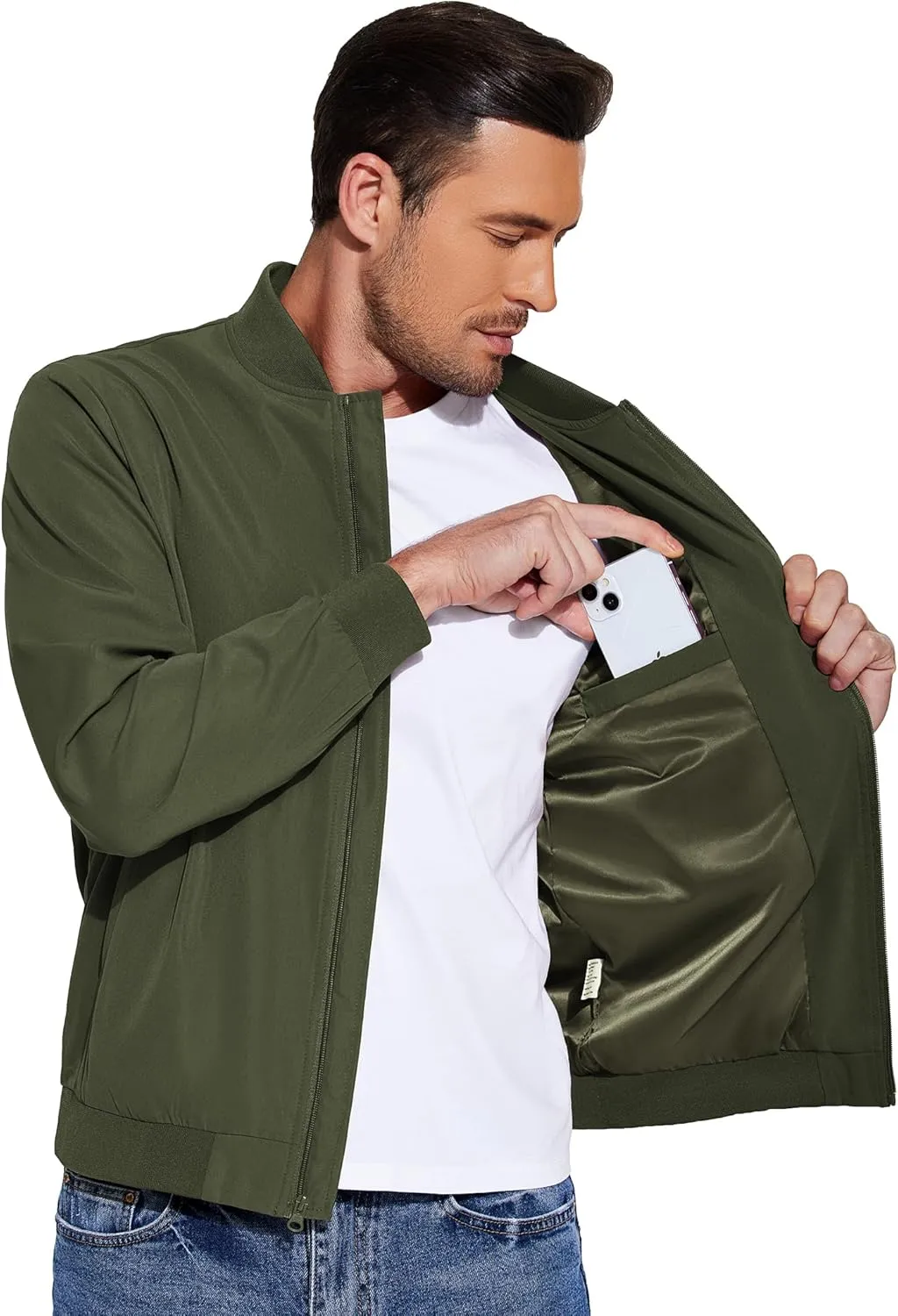 COOFANDY Men's Lightweight Bomber Jacket Casual Fashion Windbreaker Flight Zip Up Jackets Outdoor Coat