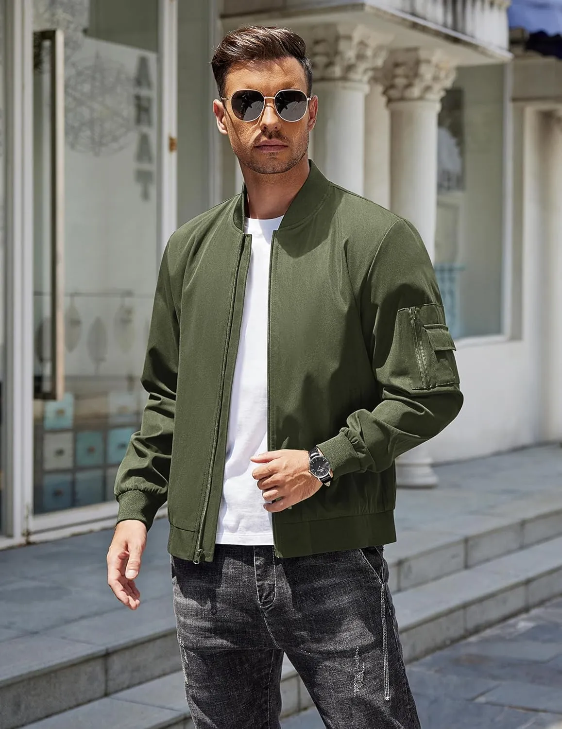 COOFANDY Men's Lightweight Bomber Jacket Casual Fashion Windbreaker Flight Zip Up Jackets Outdoor Coat