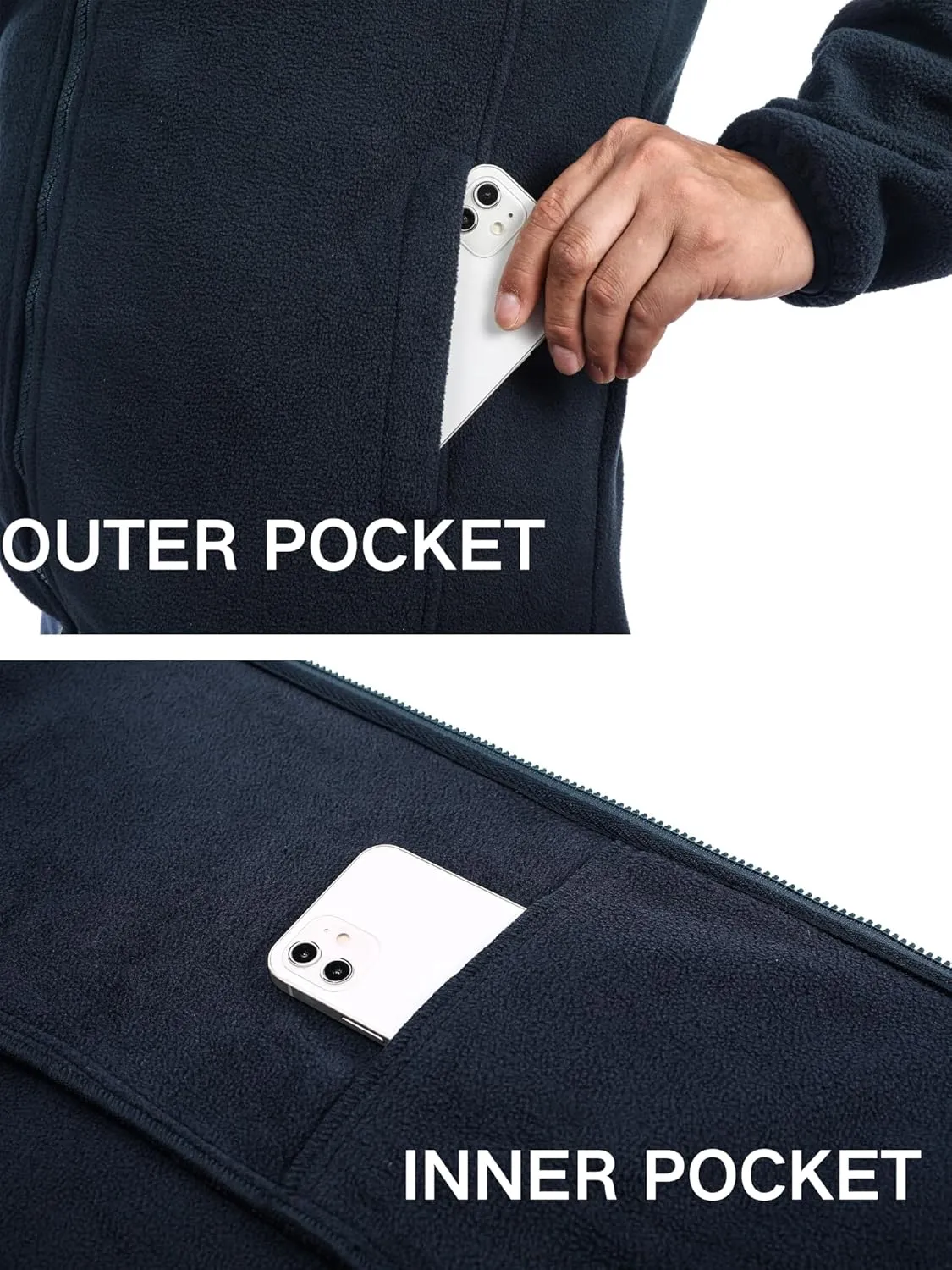 COOFANDY Men's Soft Polar Fleece Jacket Lightweight Full Zip Jackets Casual Outdoor Warm Jackets Coats with Pockets