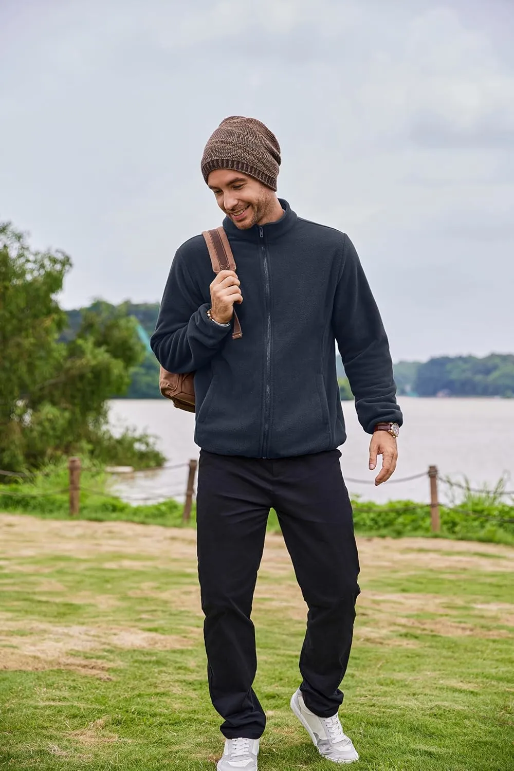 COOFANDY Men's Soft Polar Fleece Jacket Lightweight Full Zip Jackets Casual Outdoor Warm Jackets Coats with Pockets