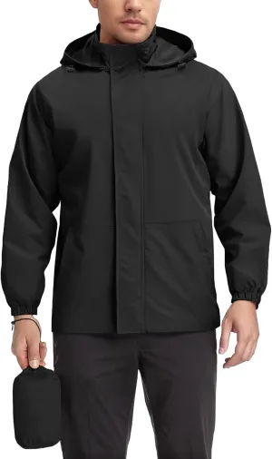 COOFANDY Rain Jacket Men Waterproof Lightweight Packable Raincoat Hooded Windbreaker For Hiking Golf Running