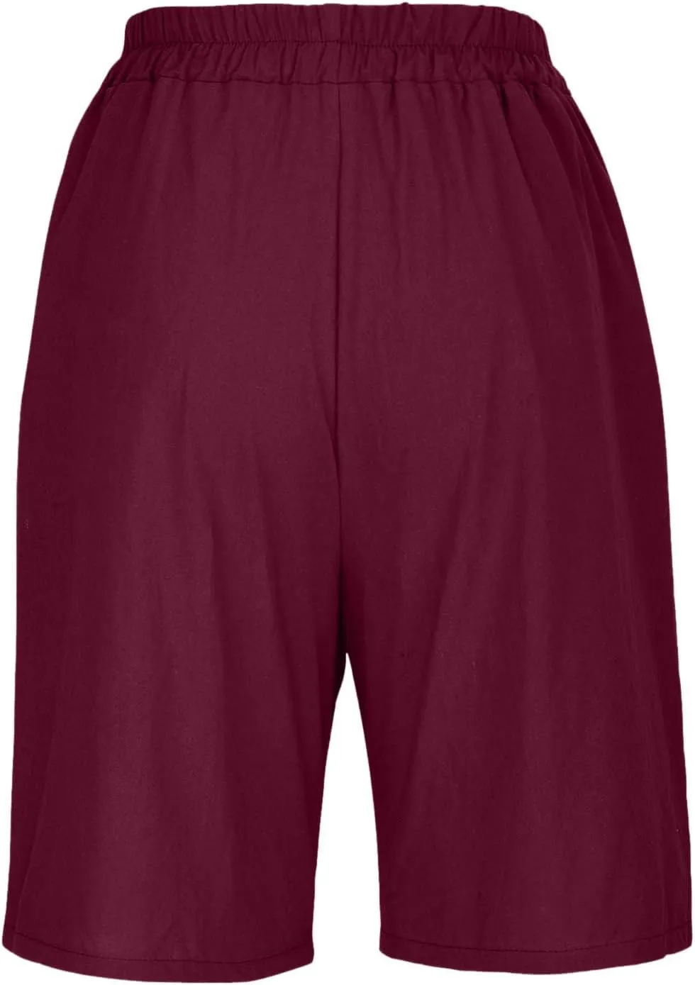 Cotton Linen Pants for Women Half Shorts Pants Summer Elastic Waist Buttons Solid Color Casual Pockets Pants