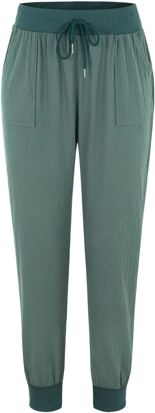 Cotton Linen Pants for Women Summer Causal Baggy Wide Leg Pants Loose Solid Drawstring Elastic High Waist Beach Trouser