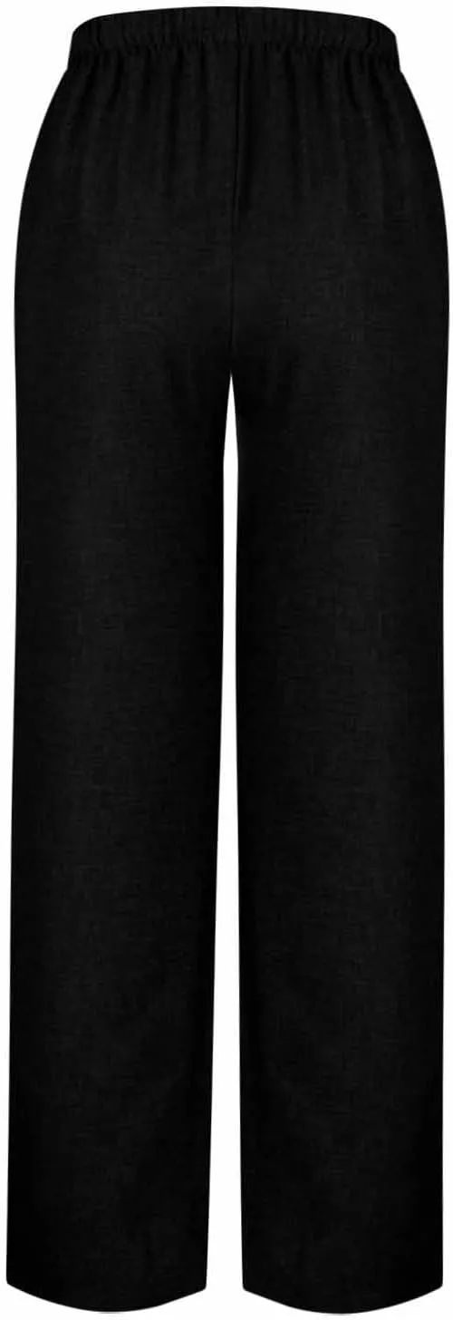 Cotton Linen Pants for Women's Summer High Elastic Waist Side Tie Wide Leg Trousers Casual Comfy Slacks with Pockets
