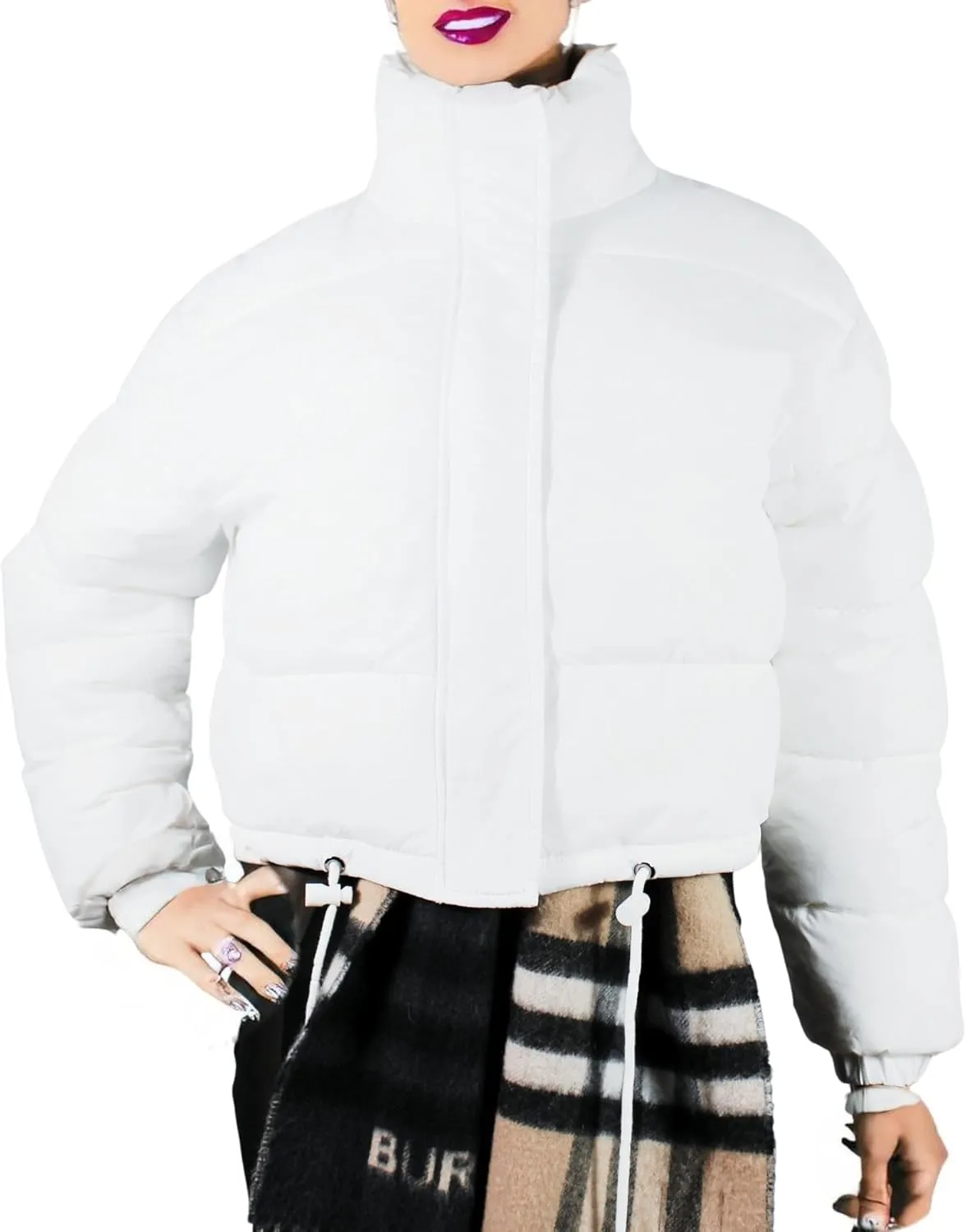 Cropped Puffer Jackets for Women - Women's Puffer Coat with Stand Collar- Cute Fashion Short Crop Puffy