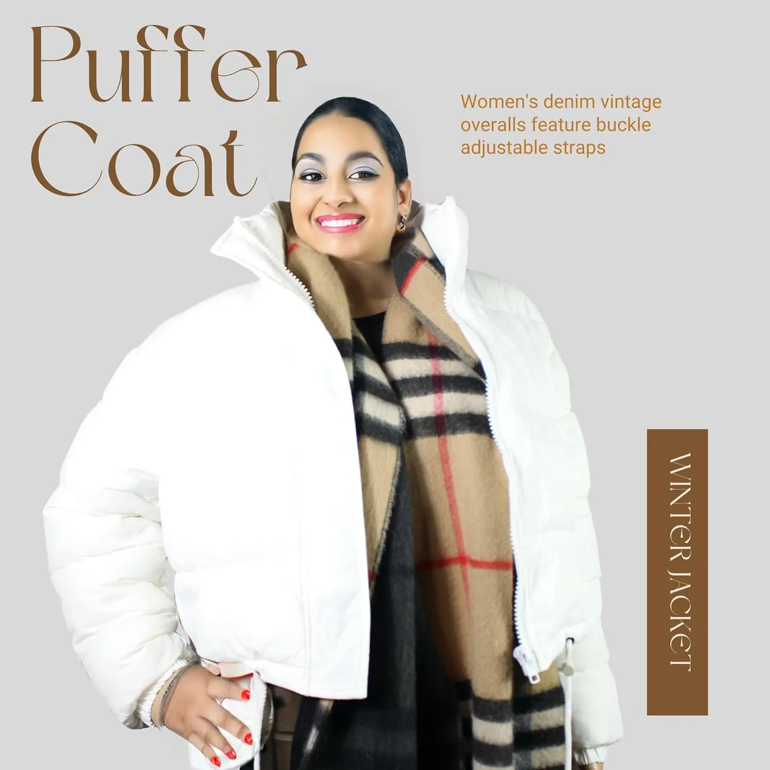 Cropped Puffer Jackets for Women - Women's Puffer Coat with Stand Collar- Cute Fashion Short Crop Puffy