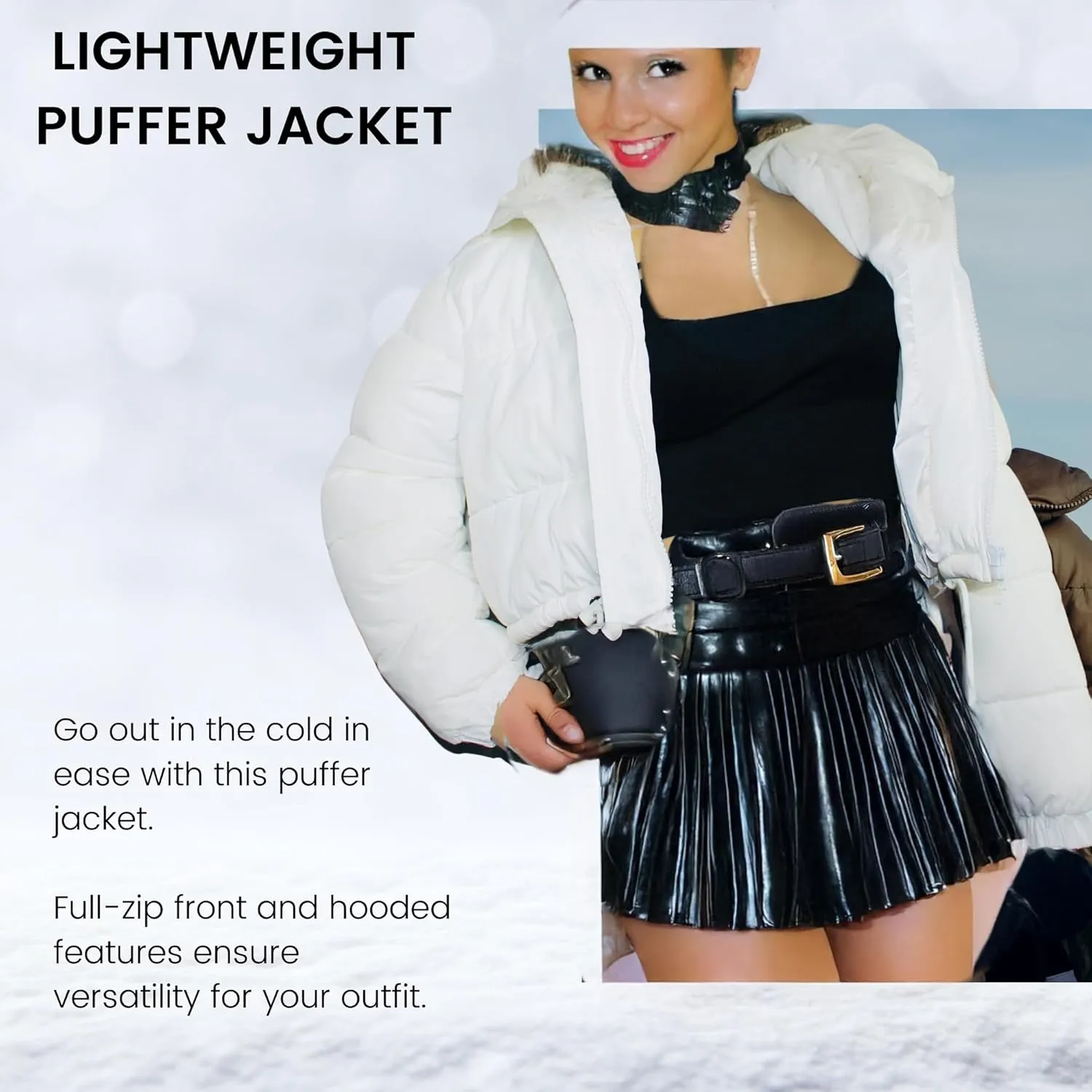 Cropped Puffer Jackets for Women - Women's Puffer Coat with Stand Collar- Cute Fashion Short Crop Puffy