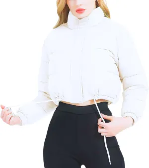 Cropped Puffer Jackets for Women - Women's Puffer Coat with Stand Collar- Cute Fashion Short Crop Puffy