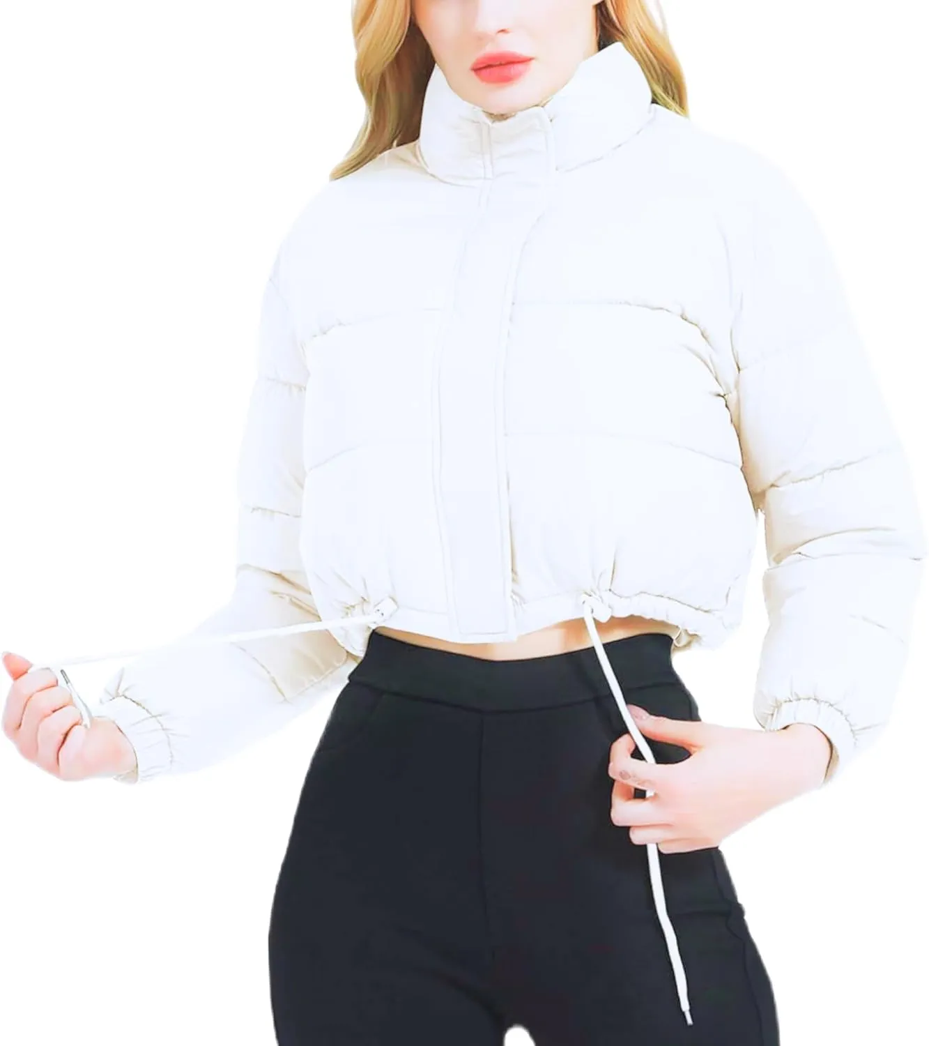 Cropped Puffer Jackets for Women - Women's Puffer Coat with Stand Collar- Cute Fashion Short Crop Puffy