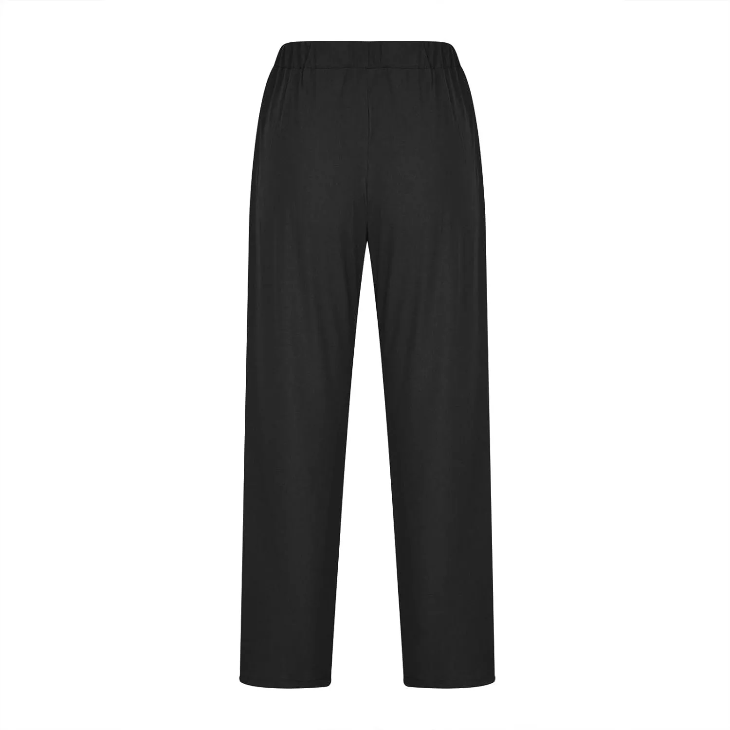 DASAYO Womens Lounge Cropped Pant Trousers Cotton Linen Button Crop Straight Pants Loose Trendy Spring Summer Trouser Bottoms