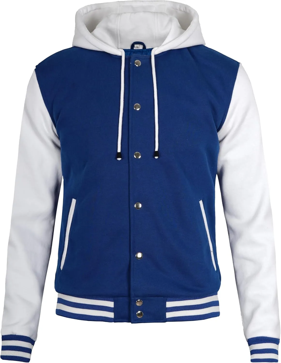 Decrum Hooded Varsity Jacket Men - High School Letterman Bomber Style Hoodie Baseball Jackets for Men