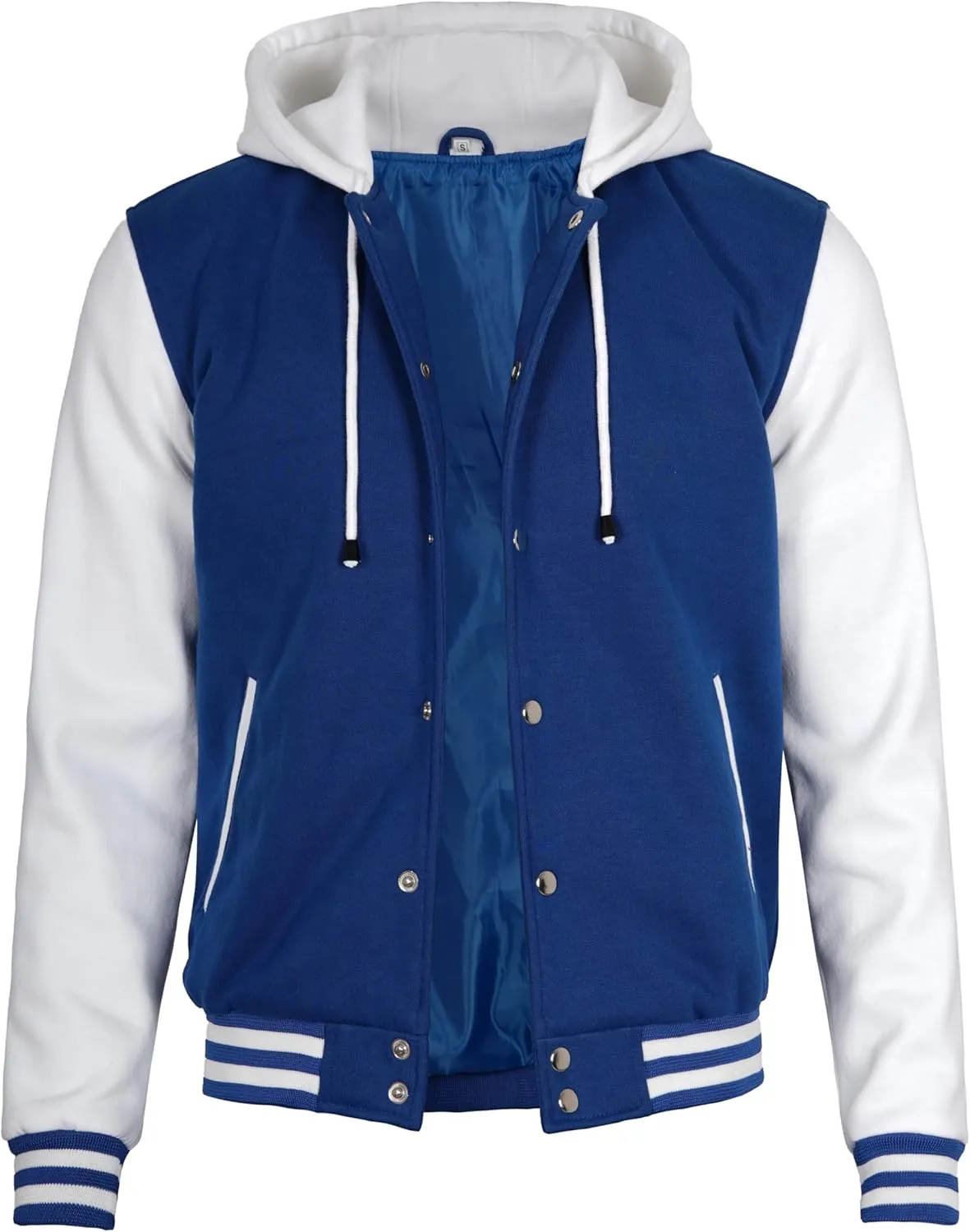 Decrum Hooded Varsity Jacket Men - High School Letterman Bomber Style Hoodie Baseball Jackets for Men