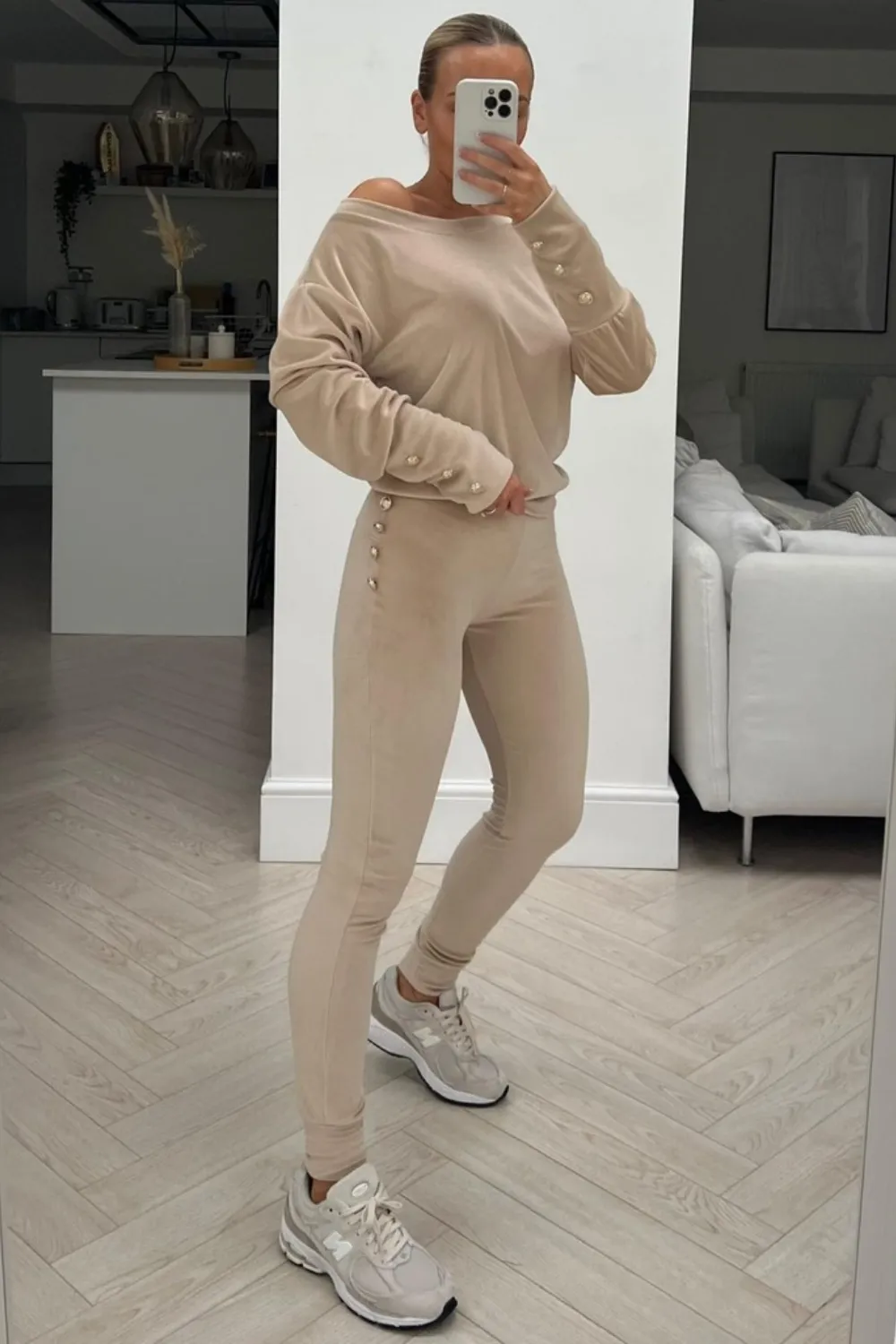 Dinah beige velour loungewear set