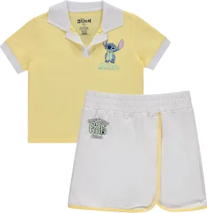 Disney Girls Lilo and Stitch Embroidered Terry Polo Shirt and Skort - Little and Big Girls Sizes 4-16