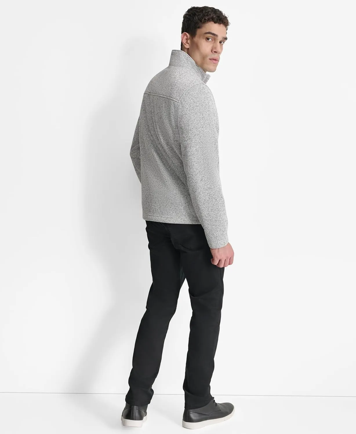 DKNY Men's Water Resistant Soft Sweater Fleece Jacket