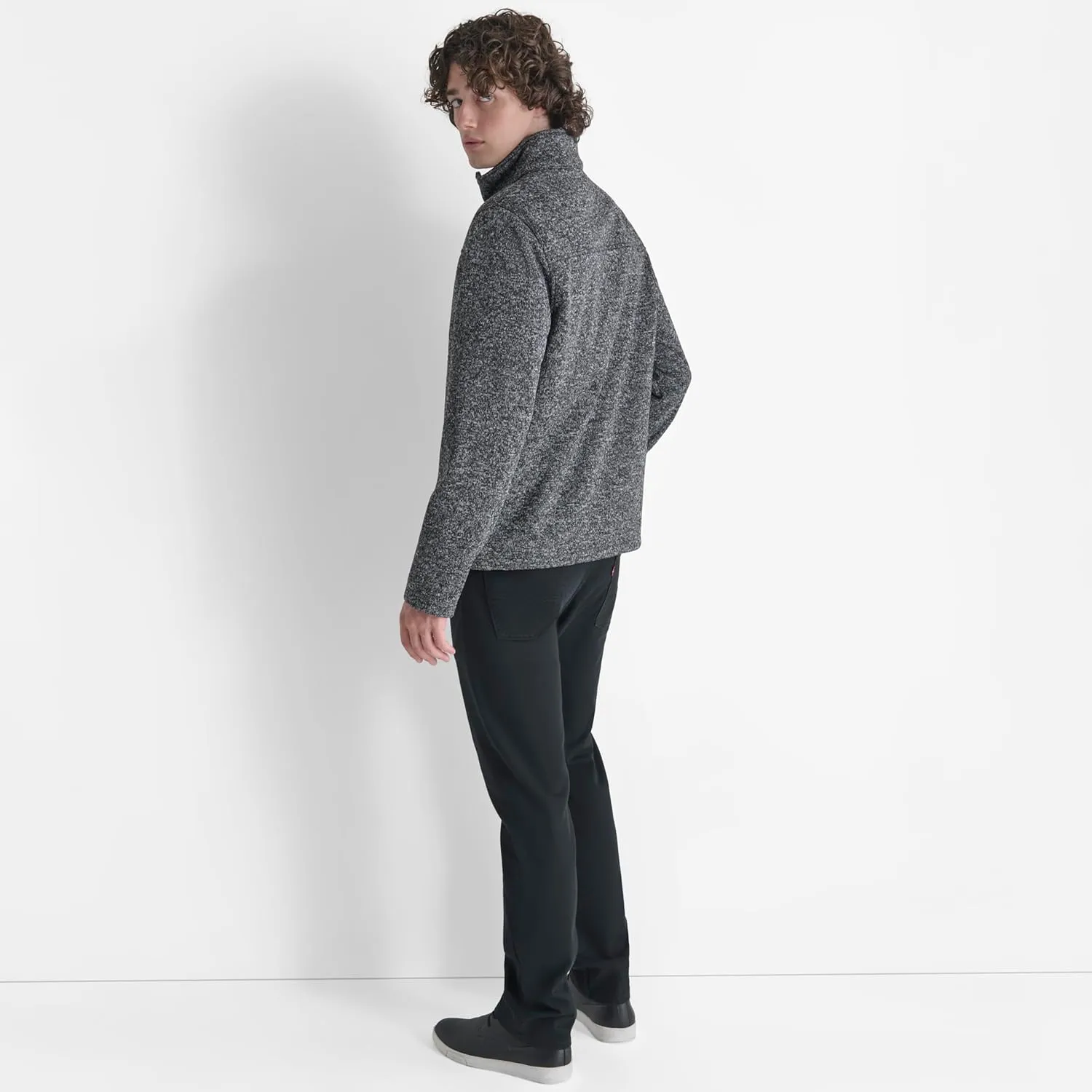 DKNY Men's Water Resistant Soft Sweater Fleece Jacket