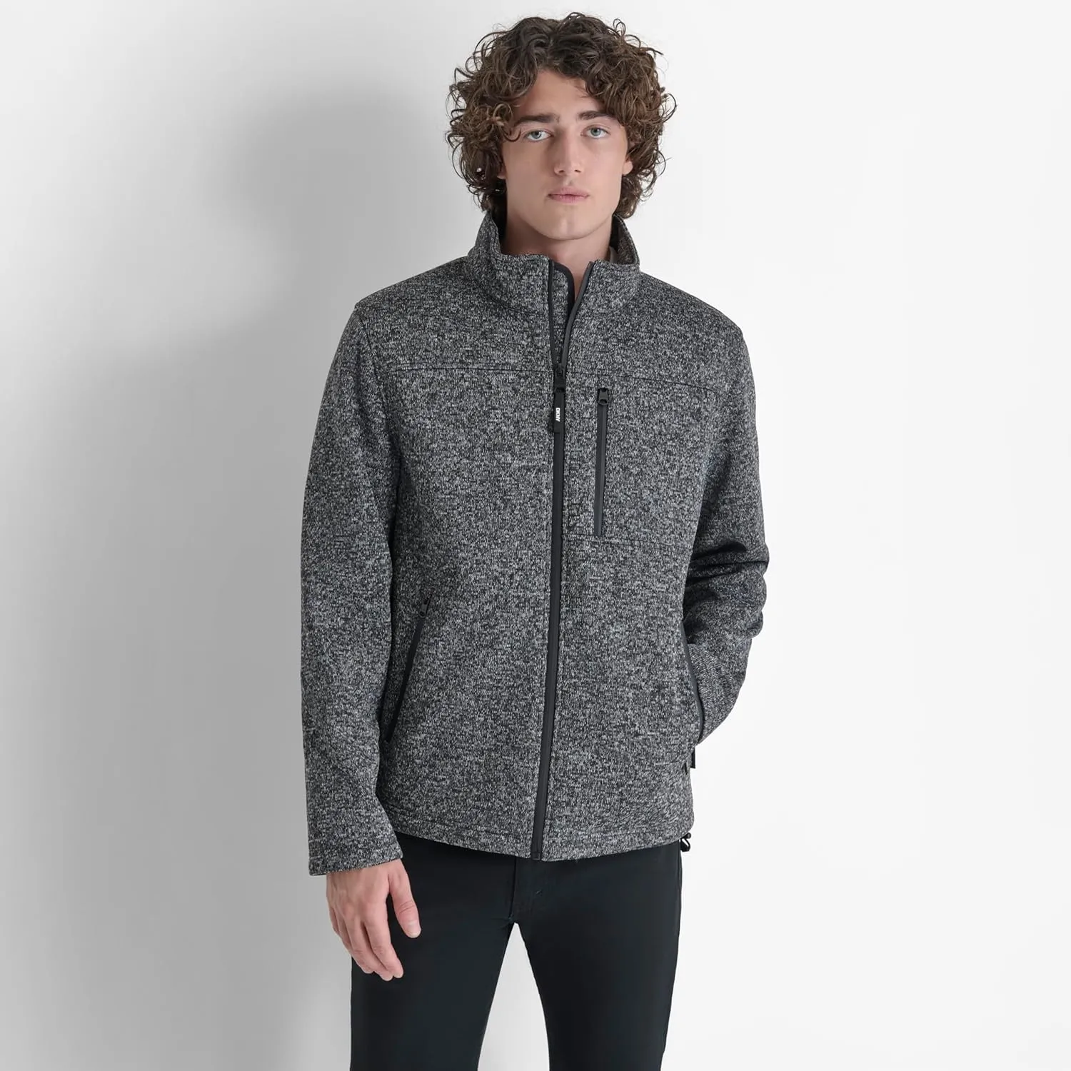 DKNY Men's Water Resistant Soft Sweater Fleece Jacket