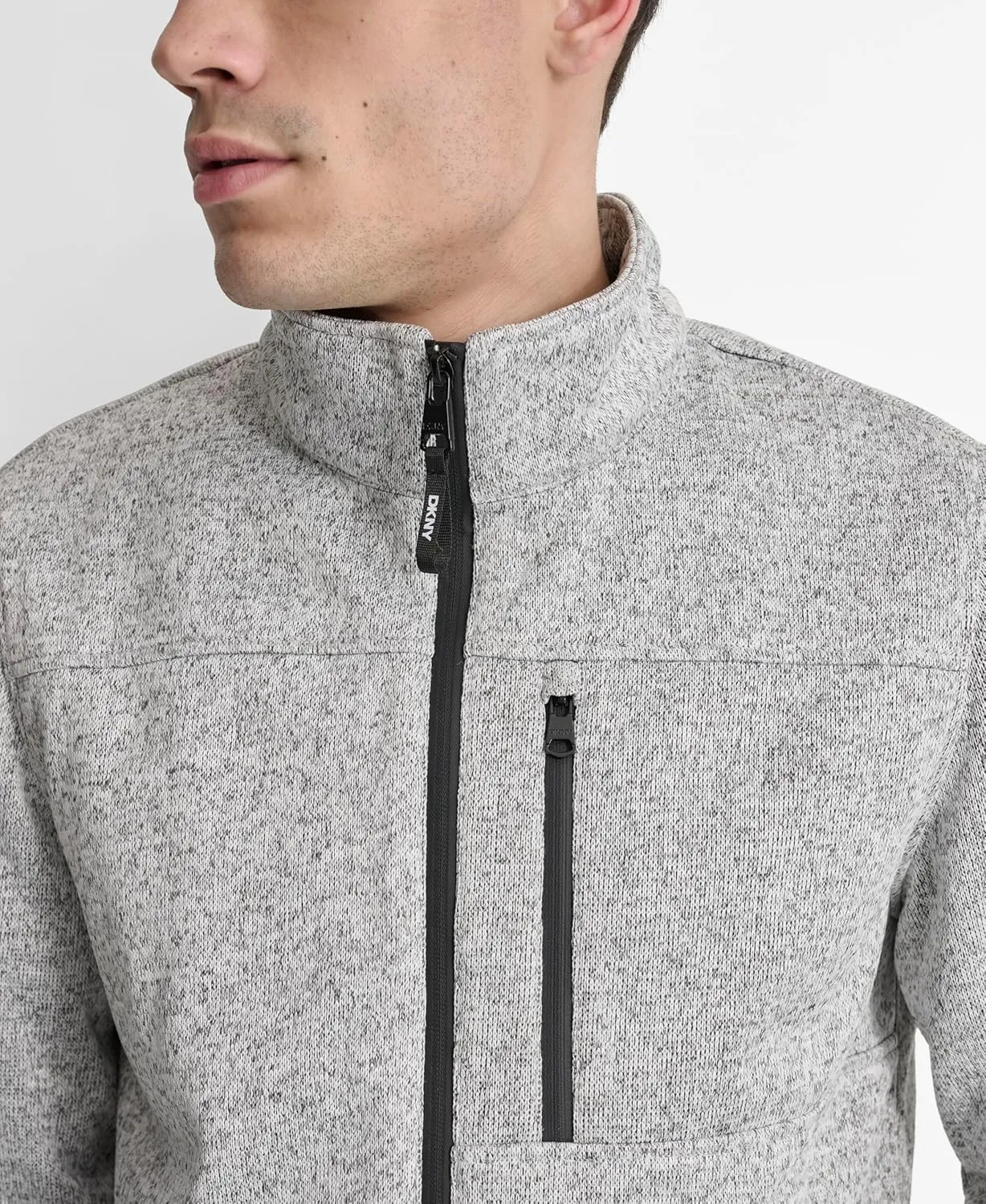 DKNY Men's Water Resistant Soft Sweater Fleece Jacket