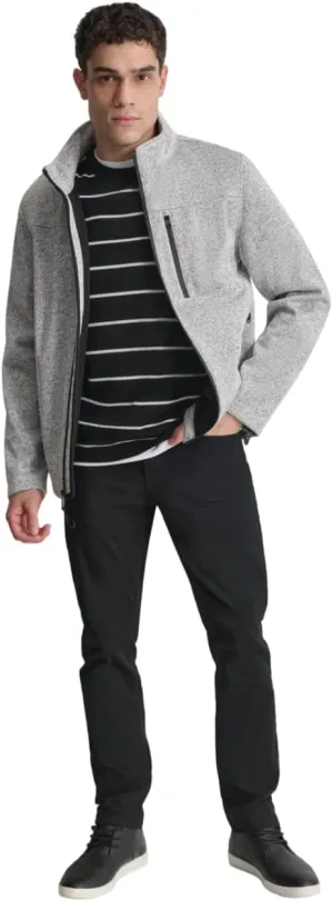 DKNY Men's Water Resistant Soft Sweater Fleece Jacket