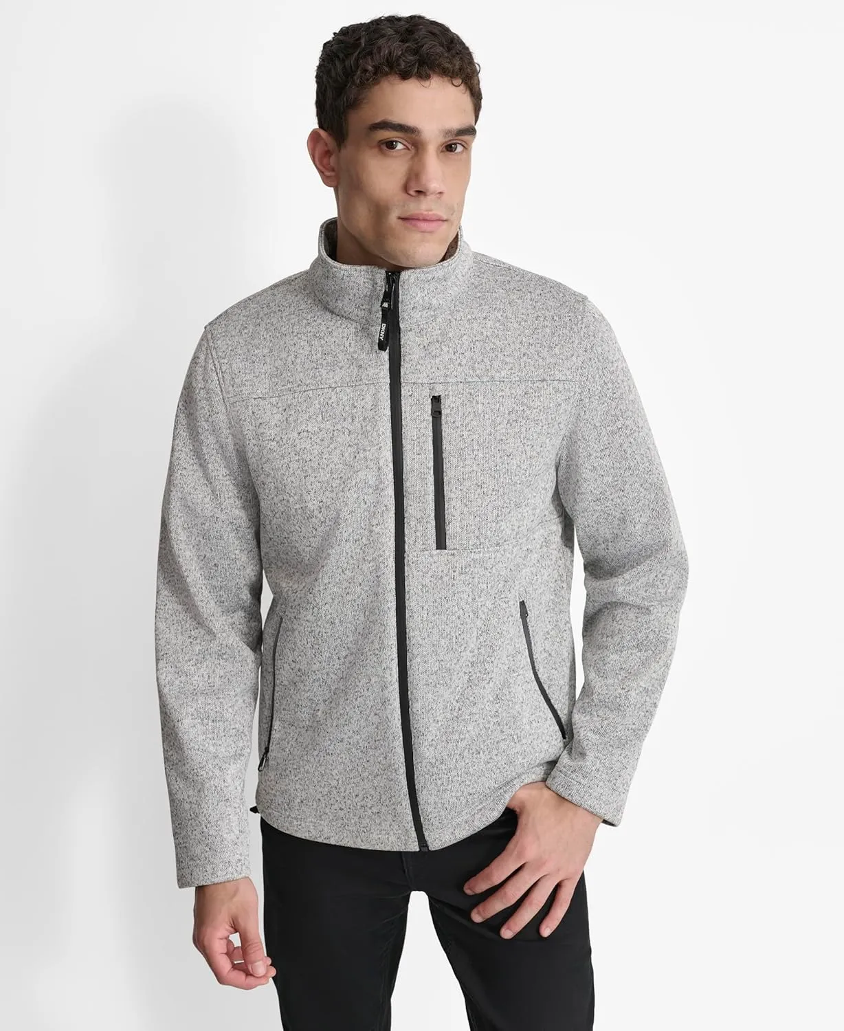 DKNY Men's Water Resistant Soft Sweater Fleece Jacket
