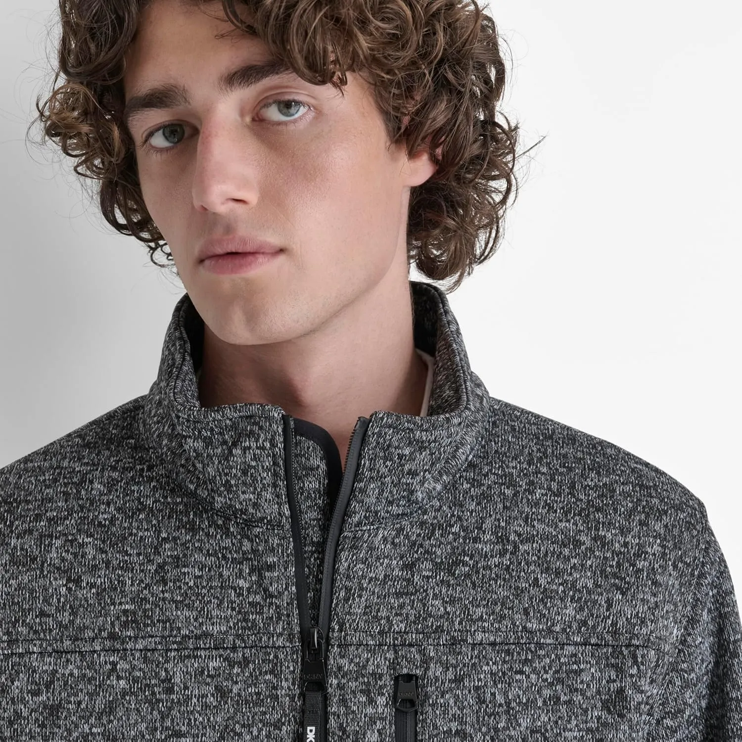 DKNY Men's Water Resistant Soft Sweater Fleece Jacket