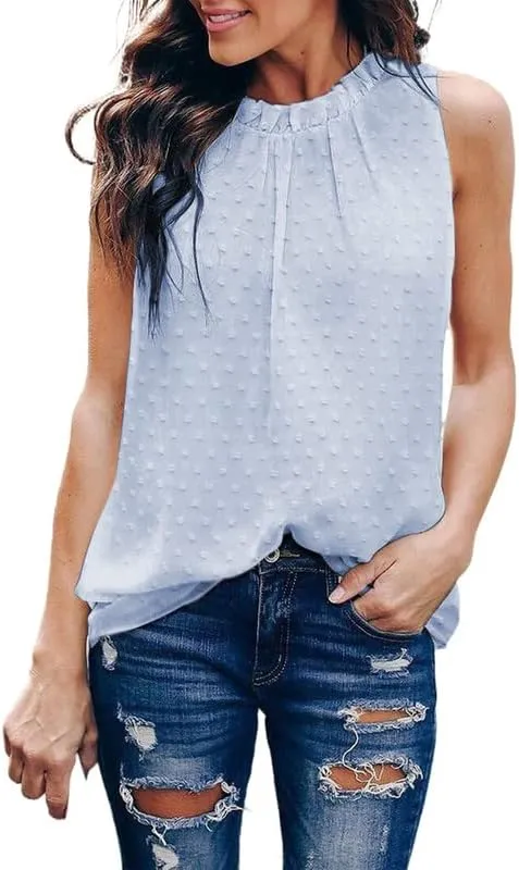 Dokotoo Womens Casual Sleeveless Shirts Halter Neck Leopard Print Tank Top and Blouses